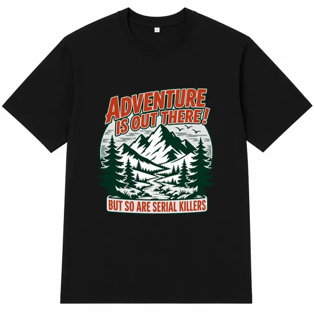 Outdoor Adventure Wear - アウトドアアドベンチャーレタープリントブラックシャツ、ユニセックスオーバーサイズTシャツ、男性、女性用、原宿ストリートウェアグラフィックTシャツ、カジュアルクルーネックシャツトップ、スイートウェア衣装、キャンプユーモアギフト、サマールックTシャツ