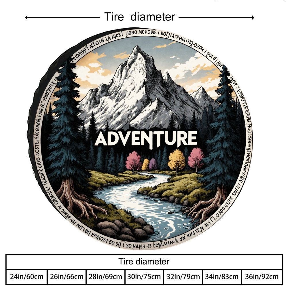Outdoor Adventure Wear - ヴィンテージアウトドアアドベンチャーシェーニープリントタイヤカバー ポリエステル製耐摩耗性プロテクター 車両キャンプ用