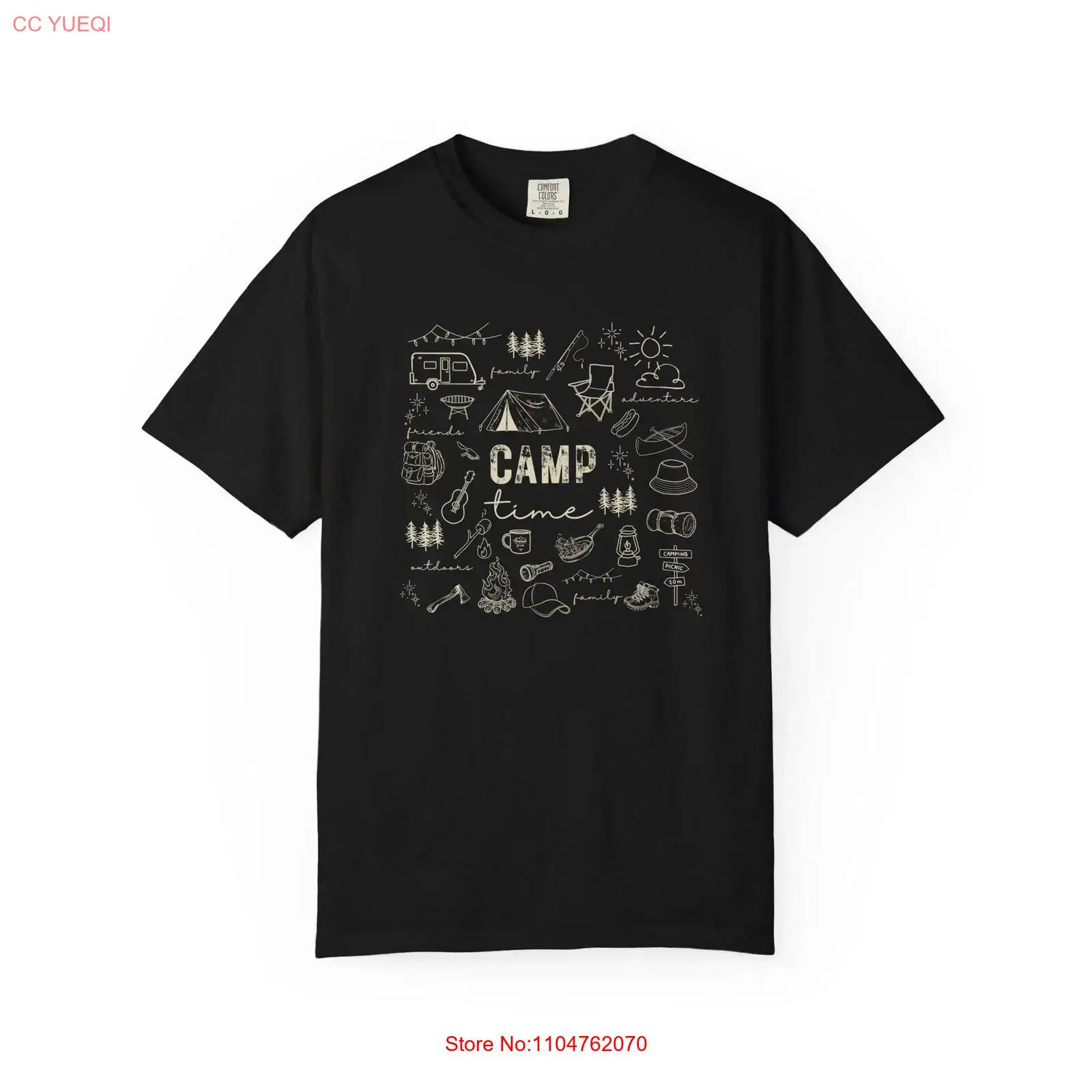 Outdoor Adventure Wear - キャンプ T シャツ ドゥードル キャンプファイヤー アウトドア