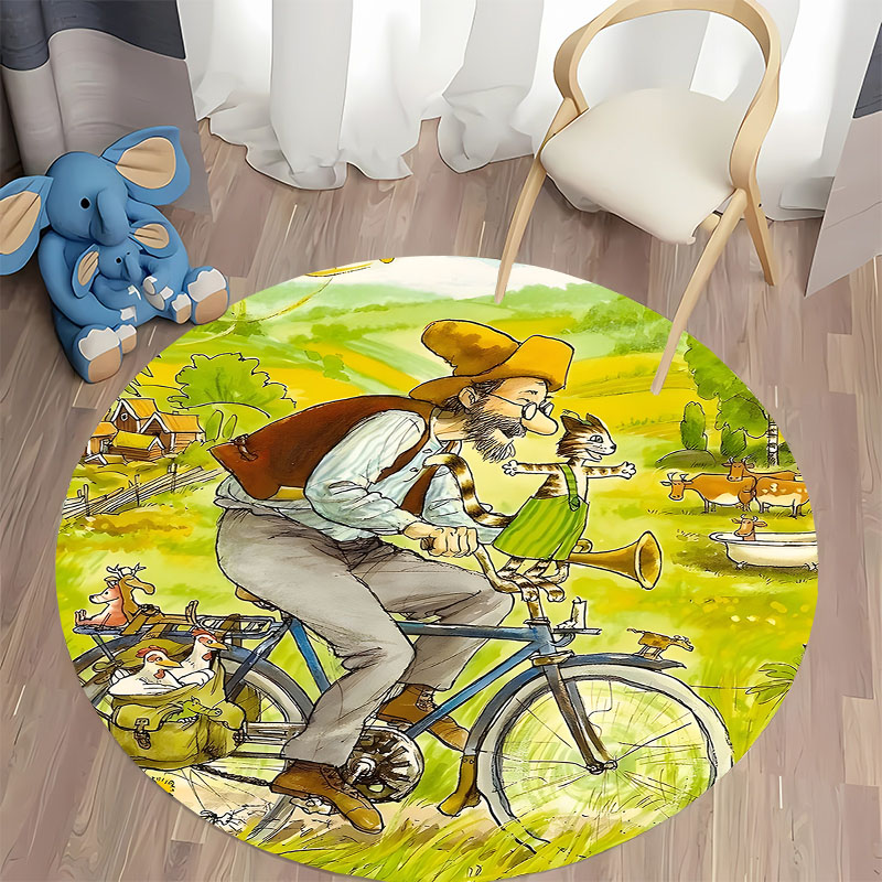 Outdoor Adventure Farm - 送料無料！ 奇抜な自転車アドベンチャー田舎農場ラグラウンドカーペット、家庭用ソファ寝室用、ギフト用