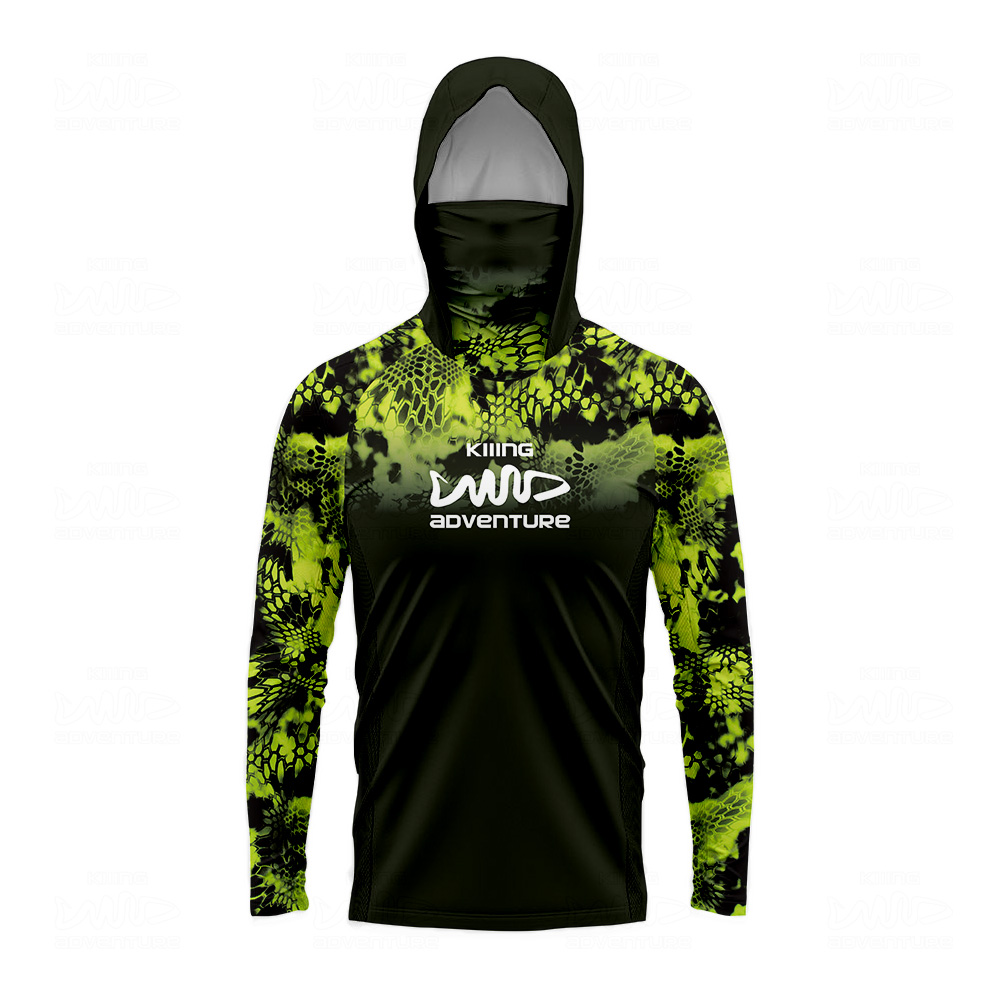 Outdoor Adventure Wear - Kiiingアドベンチャー スネークパターン迷彩柄 フード付き日焼け止めフィッシングスーツ アウトドア 速乾性 通気性