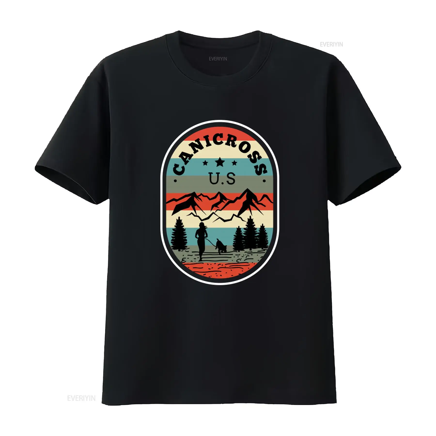 Outdoor Adventure Wear - USカニクロストレイルランニングドッグラバーズTシャツアウトドアアドベンチャーデザインヴィンテージウォッシュドトップ普段着ストレッチグラフィック