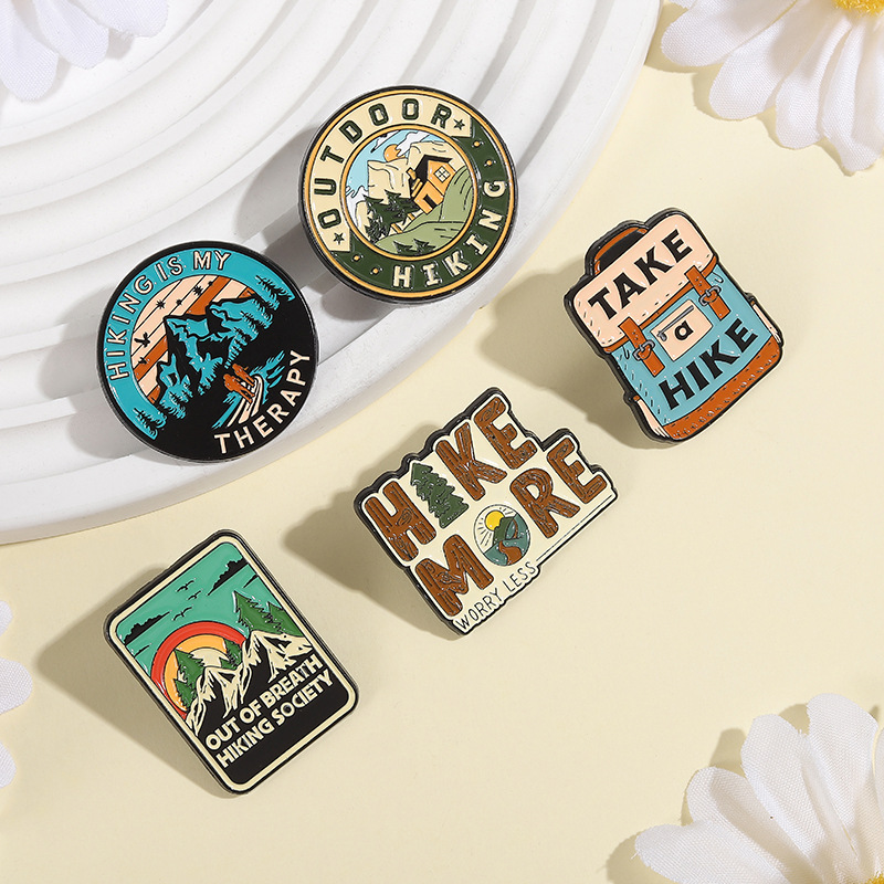 5 ピース/セット屋外ハイキングエナメルピンキャンプブローチ - Outdoor Adventure Friends のレビューと価格