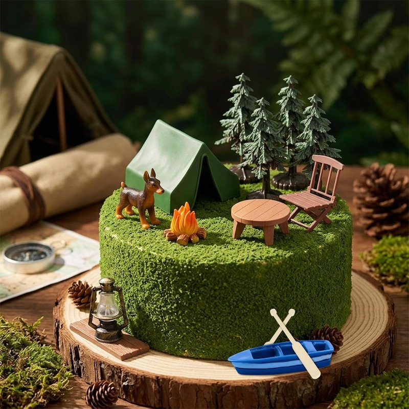 12個入りキャンプケーキデコレーションセット アウトドアアド - Outdoor Adventure Birthday Party のレビューと価格