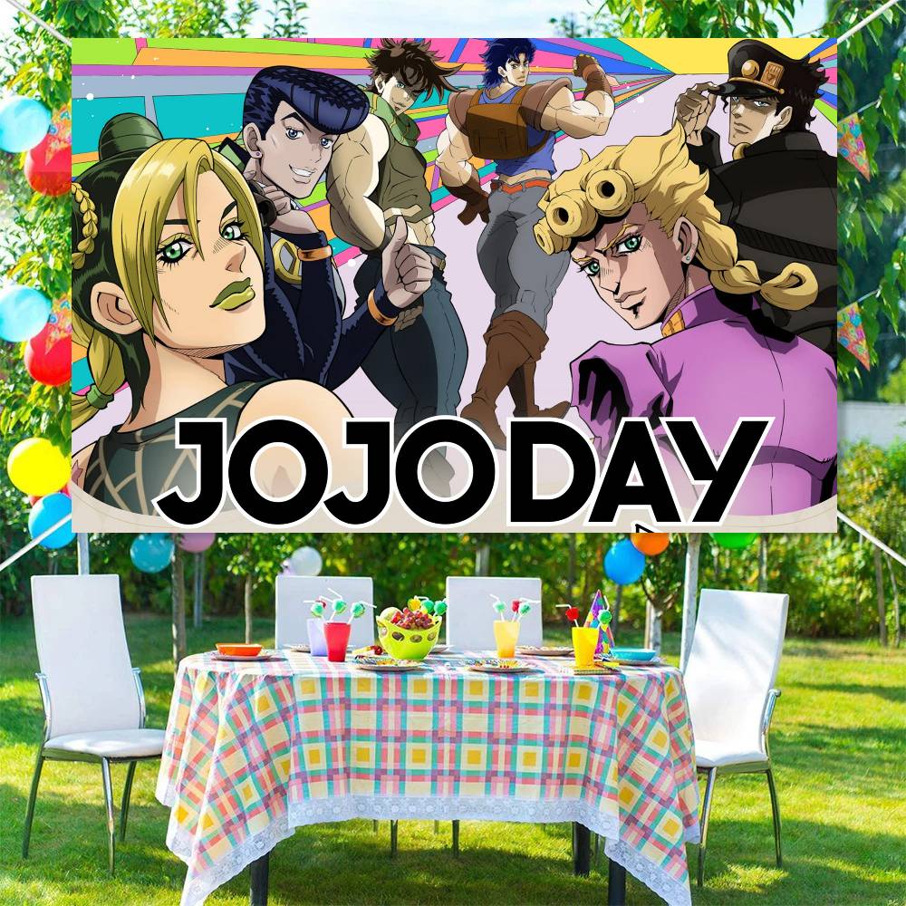 日本のアニメジョジョの奇妙な冒険ハッピーバースデー背景装飾背 - Outdoor Adventure Birthday Party のレビューと価格
