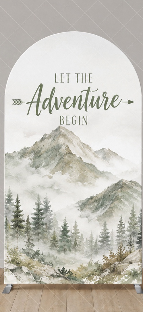 山の森の冒険アーチ型背景幕セット 松の木 水彩画 アウトドア - Outdoor Adventure Birthday Party のレビューと価格