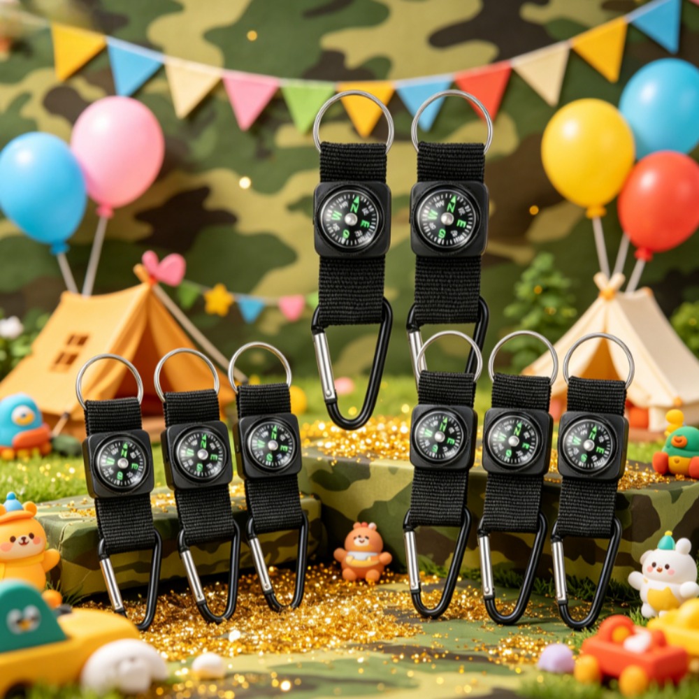 6個入りコンパス ベルトクリップ付き ブラックコンパスキーホ - Outdoor Adventure Birthday Party のレビューと価格