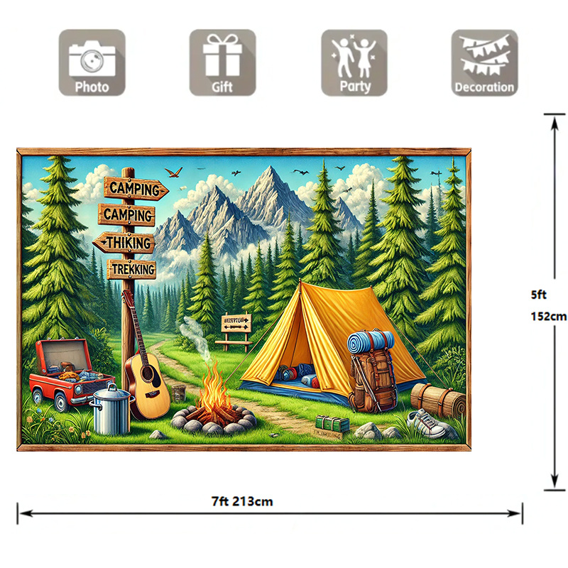 1 キャンプやアウトドアアドベンチャーの背景、織物、電気不要 - Outdoor Adventure Birthday Party のレビューと価格