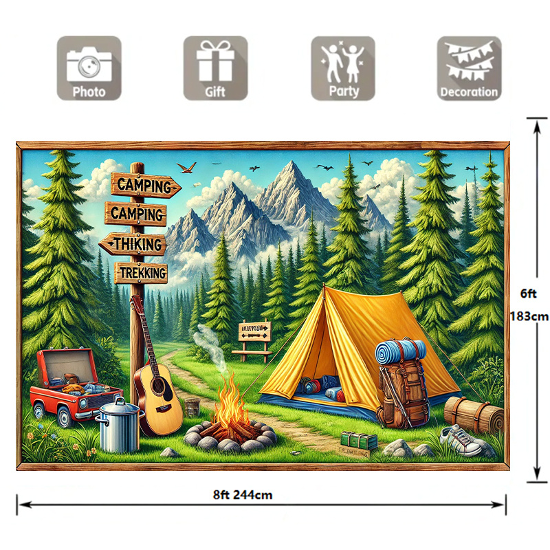 1 キャンプやアウトドアアドベンチャーの背景、織物、電気不要 - Outdoor Adventure Birthday Party のレビューと価格
