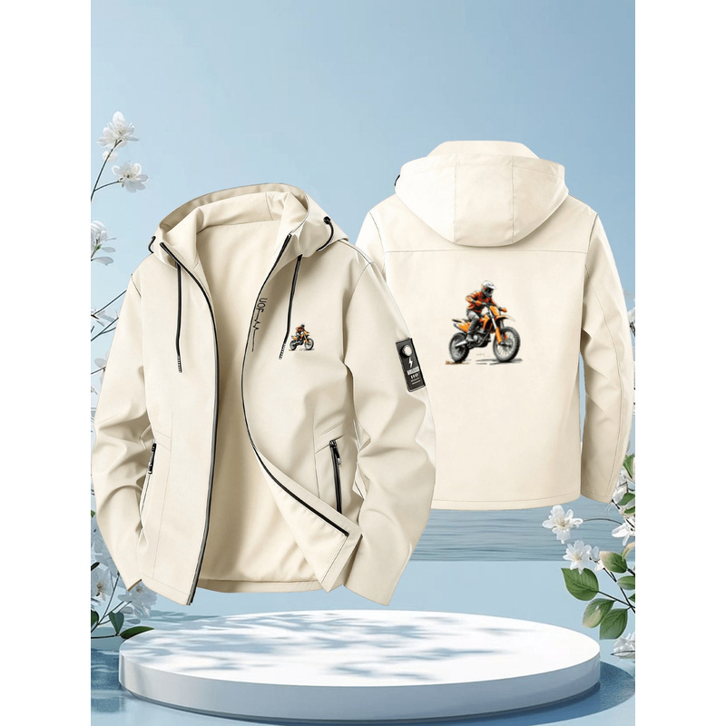 モトクロスライダーパターンの男女兼用フード付きジャケット - - Outdoor Adventure And Travel のレビューと価格