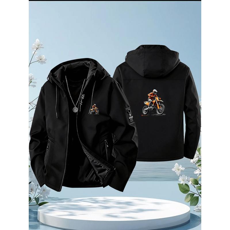モトクロスライダーパターンの男女兼用フード付きジャケット - - Outdoor Adventure And Travel のレビューと価格