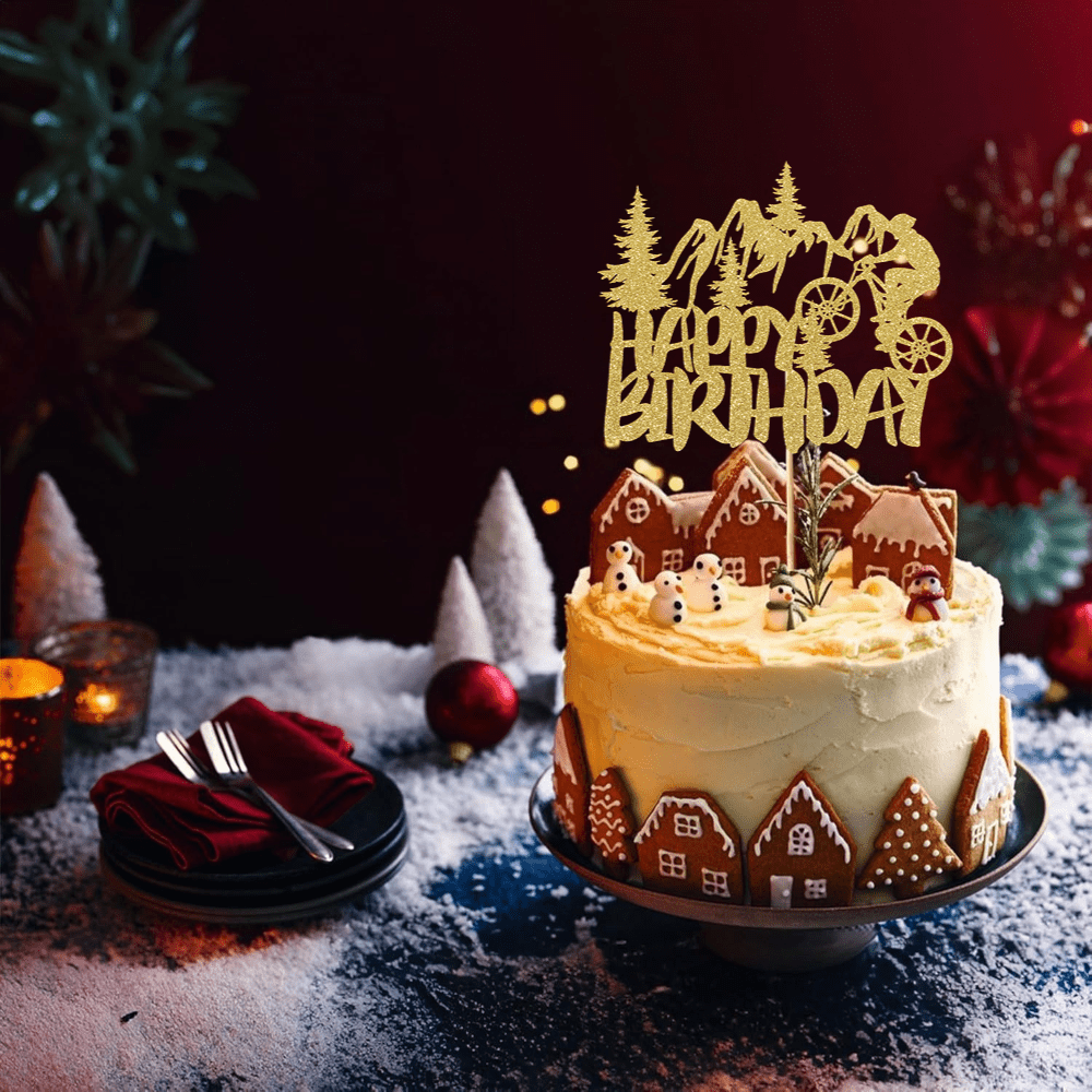 1個 ゴールデングリッター リタイアメントケーキトッパー 誕 - Outdoor Adventure Birthday Party のレビューと価格
