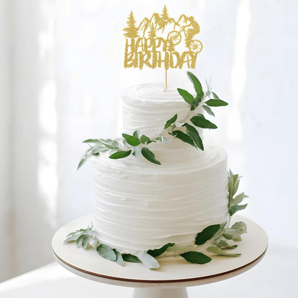 1個 ゴールデングリッター リタイアメントケーキトッパー 誕 - Outdoor Adventure Birthday Party のレビューと価格